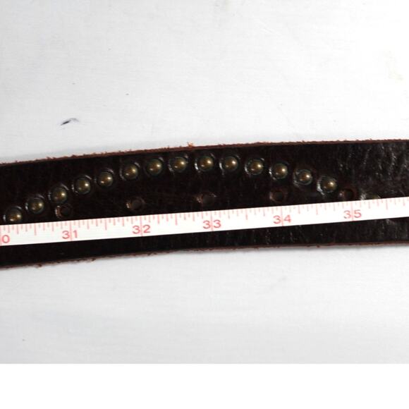 Black & Brown London vintage 90s leather bling rodeo studded floral belt Small - Picture 7 of 7